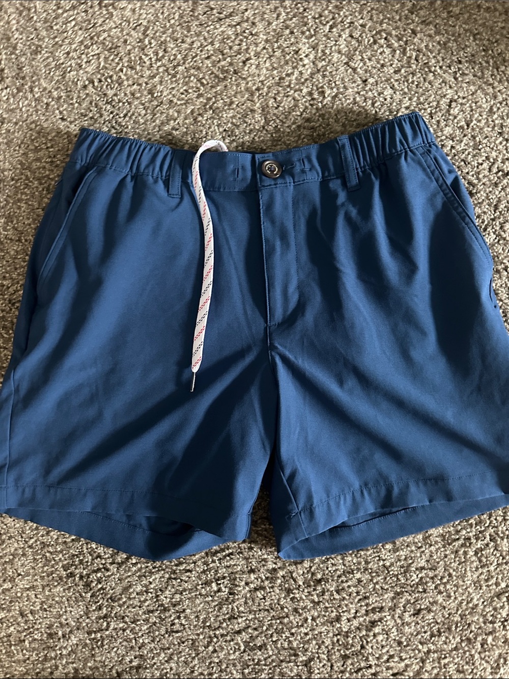 chubbies Navy and White Elastic Waist Shorts with Drawcord